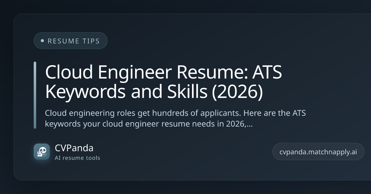 Cloud Engineer Resume: ATS Keywords and Skills (2026)